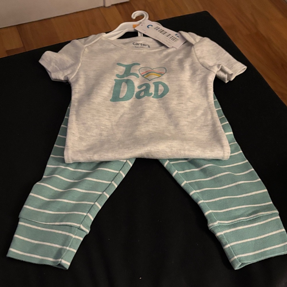 Carter's Gray and Teal Striped Pajama Set